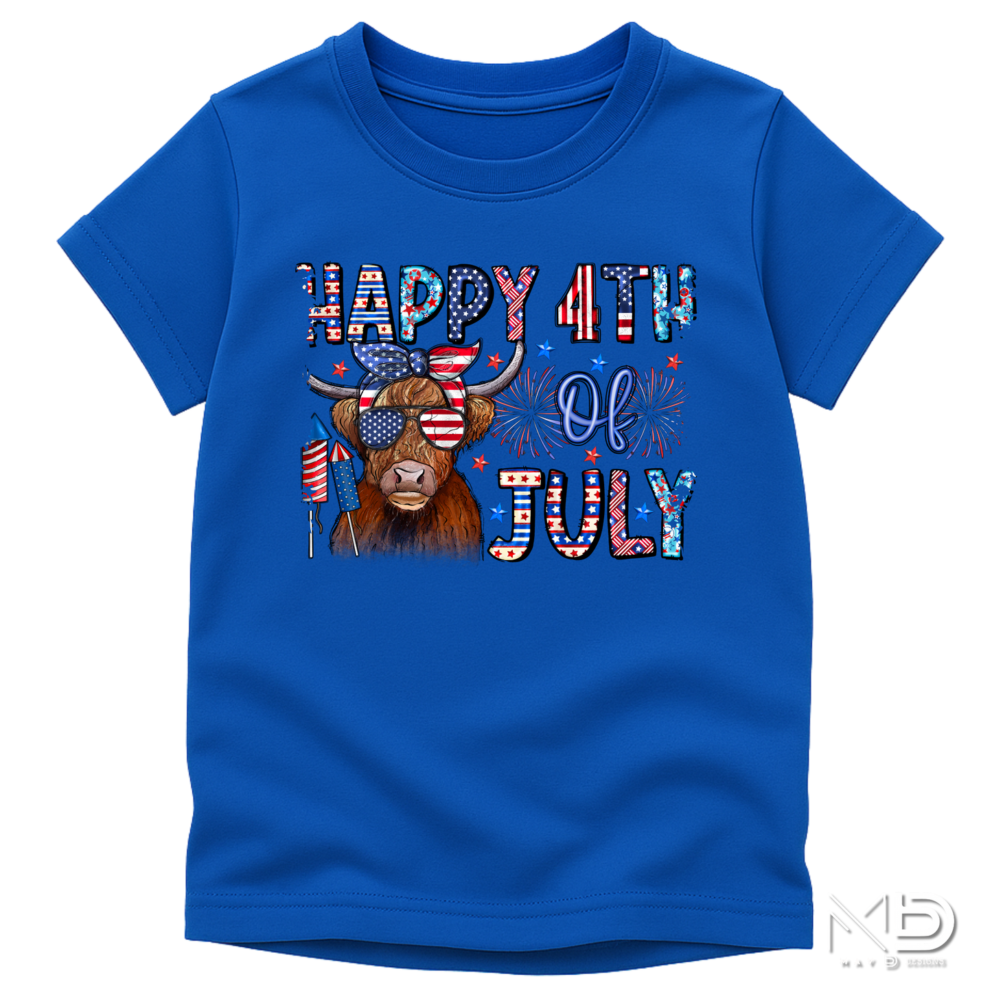 Happy 4th of July Highland Cow Shirt | Patriotic Cow Graphic Tee | Funny Americana Farmhouse Shirt 🇺🇸🐮🎆