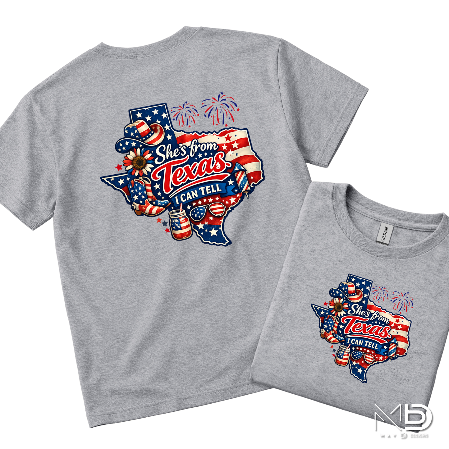 She’s From Texas I Can Tell Shirt | Patriotic Texas Girl Tee | Red White Blue Texas Fourth of July Shirt