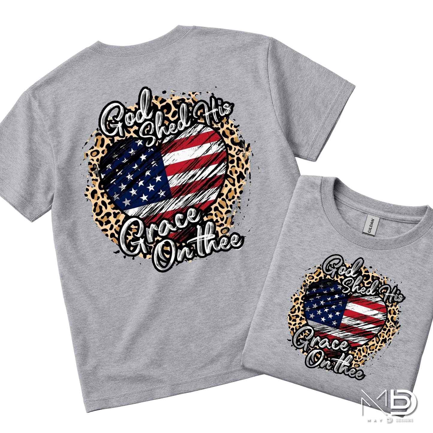 God Shed His Grace On Thee Shirt | Patriotic Christian Heart Tee | Faith and Freedom USA Shirt