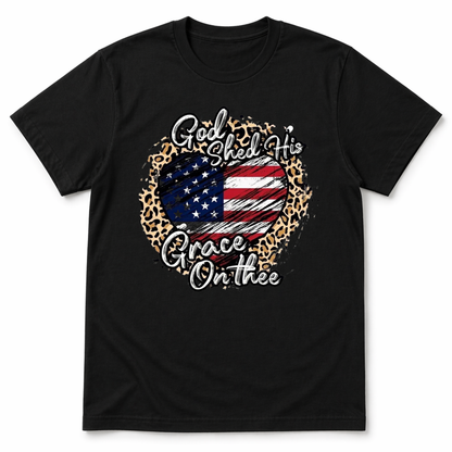 God Shed His Grace On Thee Shirt | Patriotic Christian Heart Tee | Faith and Freedom USA Shirt