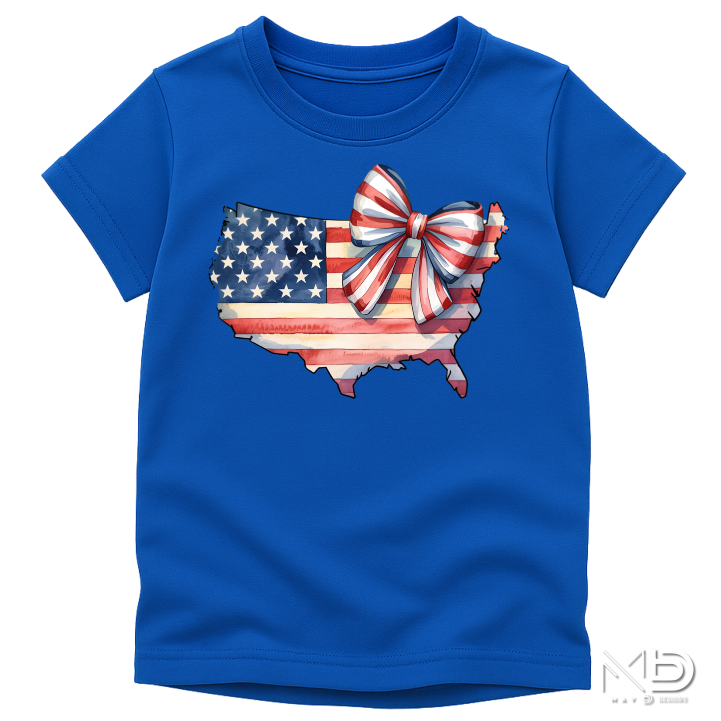 Patriotic USA Bow Shirt | American Flag USA Map Tee | Cute Fourth of July Women’s Shirt