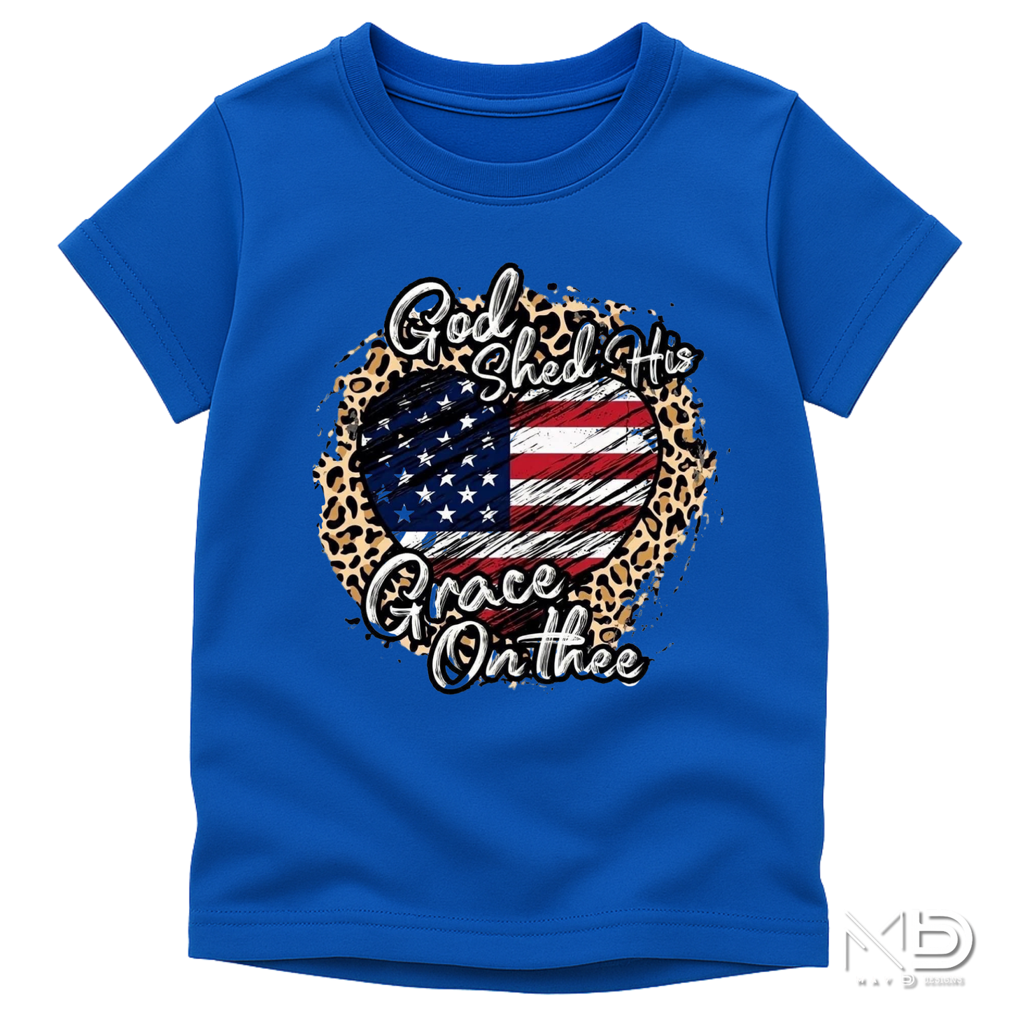 God Shed His Grace On Thee Shirt | Patriotic Christian Heart Tee | Faith and Freedom USA Shirt
