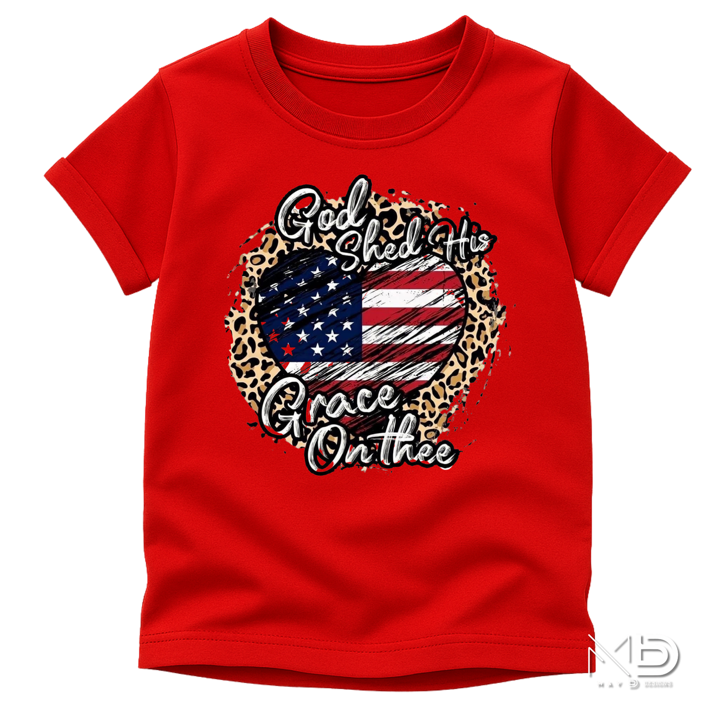God Shed His Grace On Thee Shirt | Patriotic Christian Heart Tee | Faith and Freedom USA Shirt