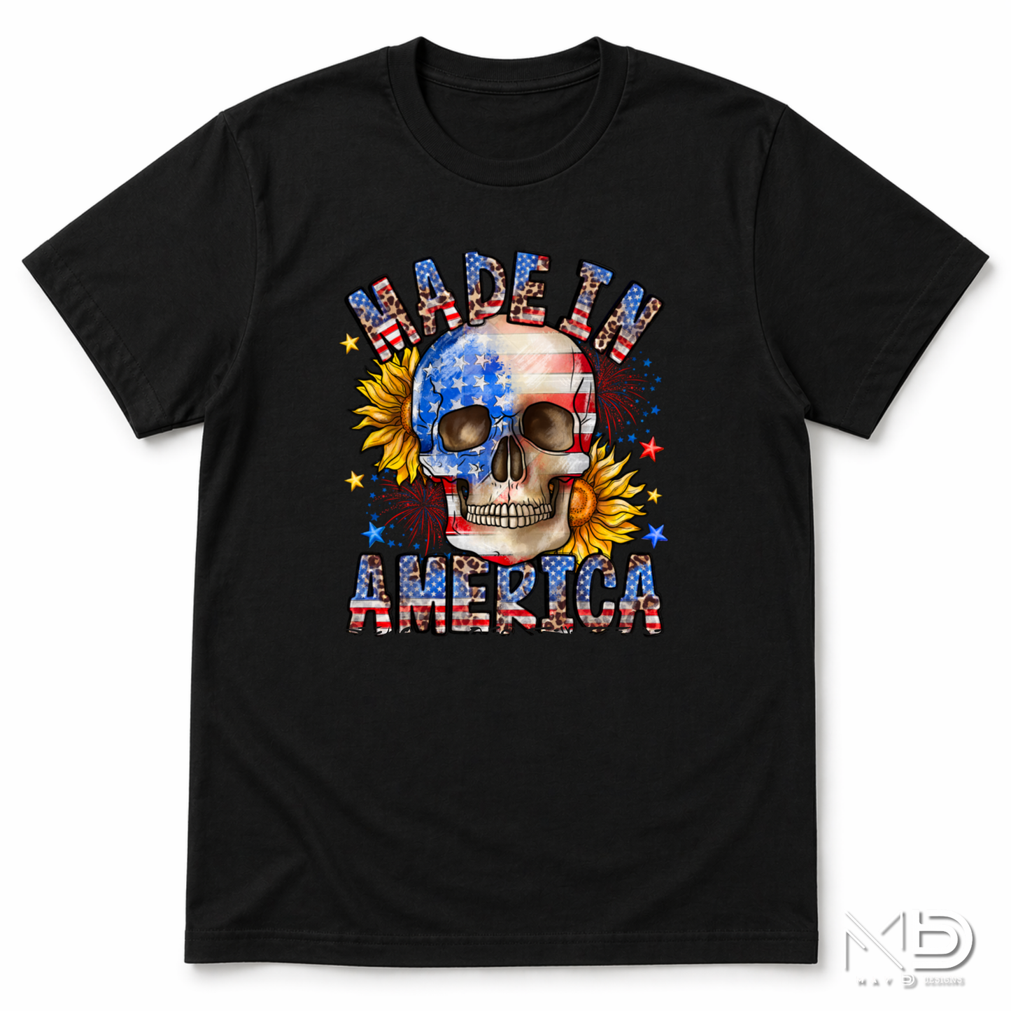 Made In America Skull Shirt | Patriotic USA Graphic Tee | Red White Blue Fourth of July Shirt