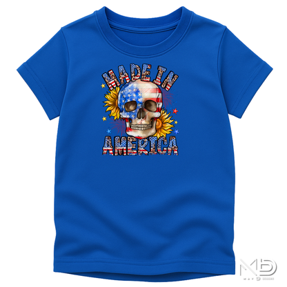 Made In America Skull Shirt | Patriotic USA Graphic Tee | Red White Blue Fourth of July Shirt