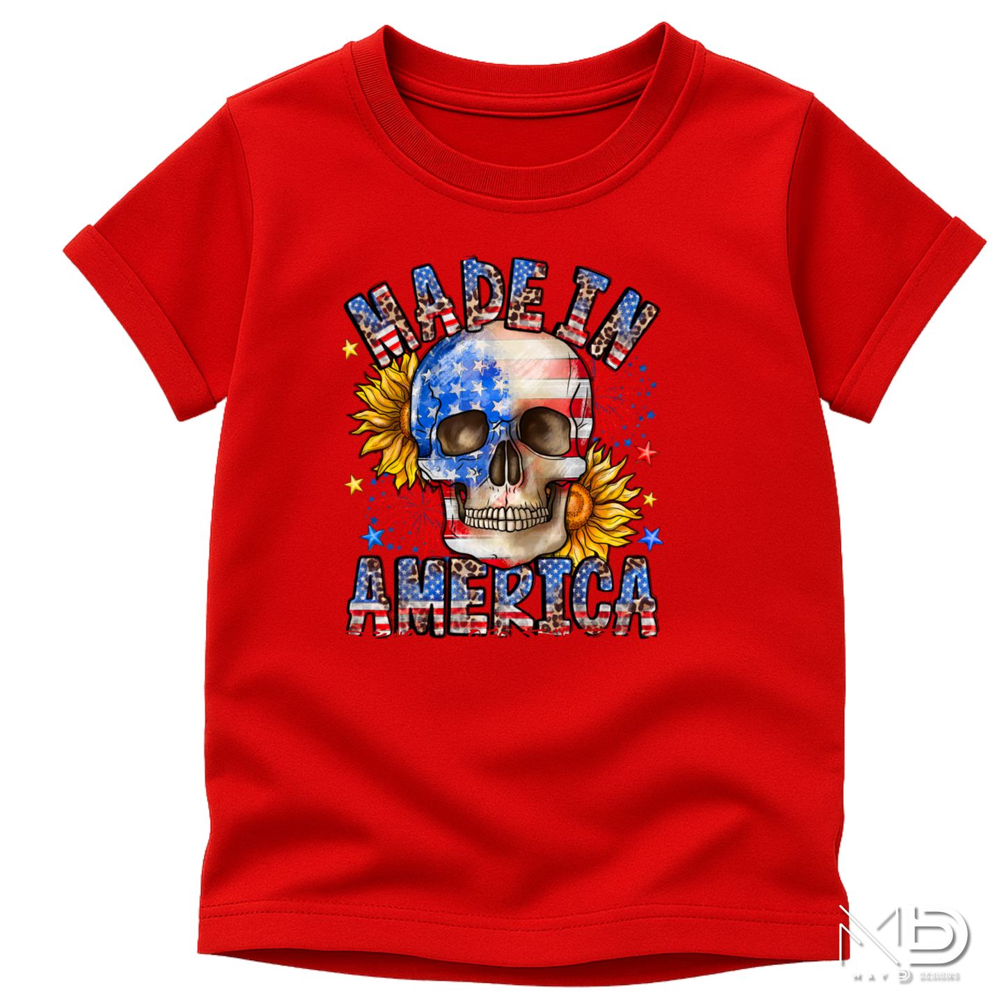 Made In America Skull Shirt | Patriotic USA Graphic Tee | Red White Blue Fourth of July Shirt