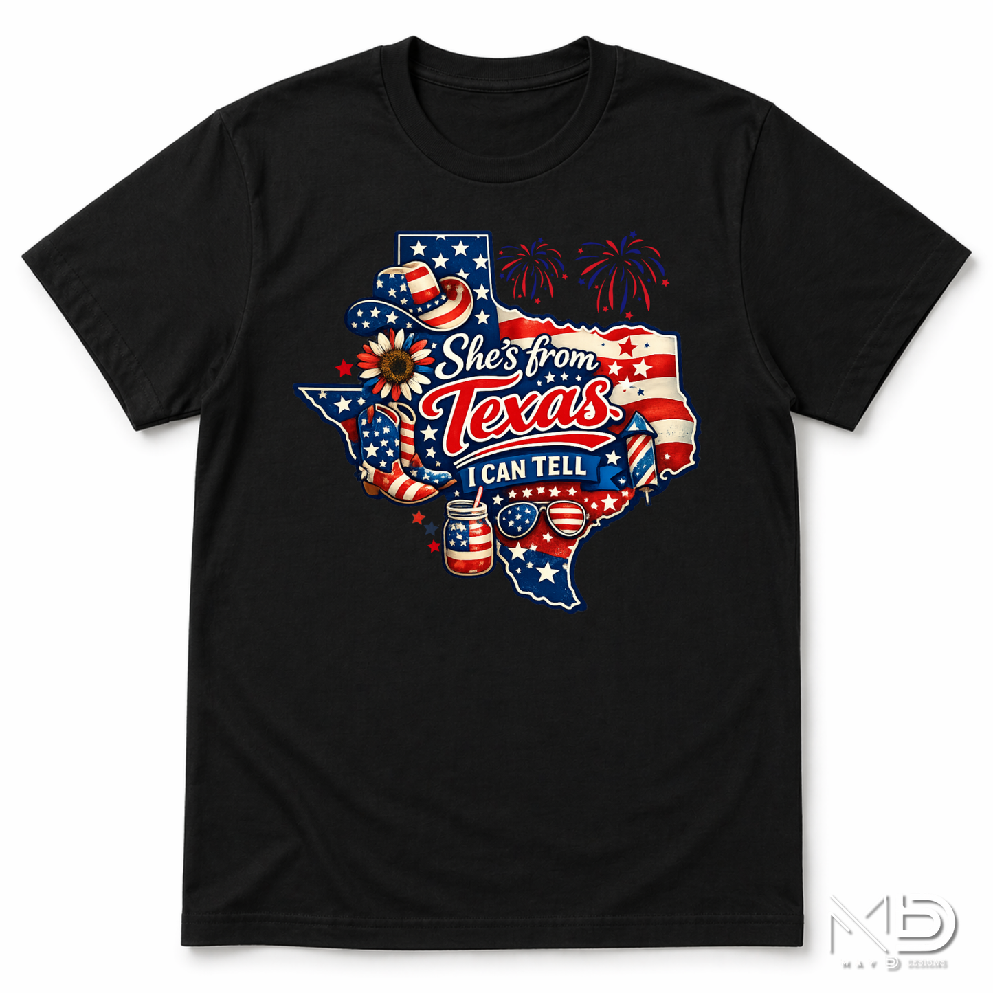 She’s From Texas I Can Tell Shirt | Patriotic Texas Girl Tee | Red White Blue Texas Fourth of July Shirt