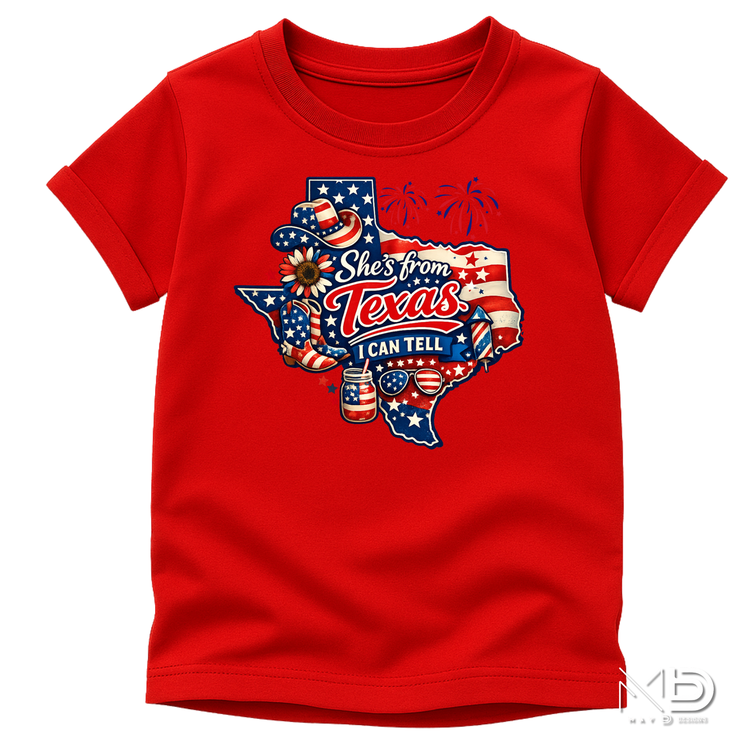 She’s From Texas I Can Tell Shirt | Patriotic Texas Girl Tee | Red White Blue Texas Fourth of July Shirt
