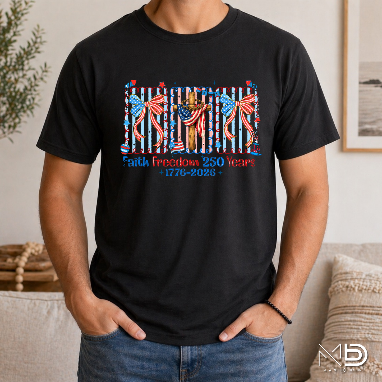 Faith Freedom 250 Years Shirt | Patriotic Christian 1776-2026 Tee | America 250th Anniversary Shirt