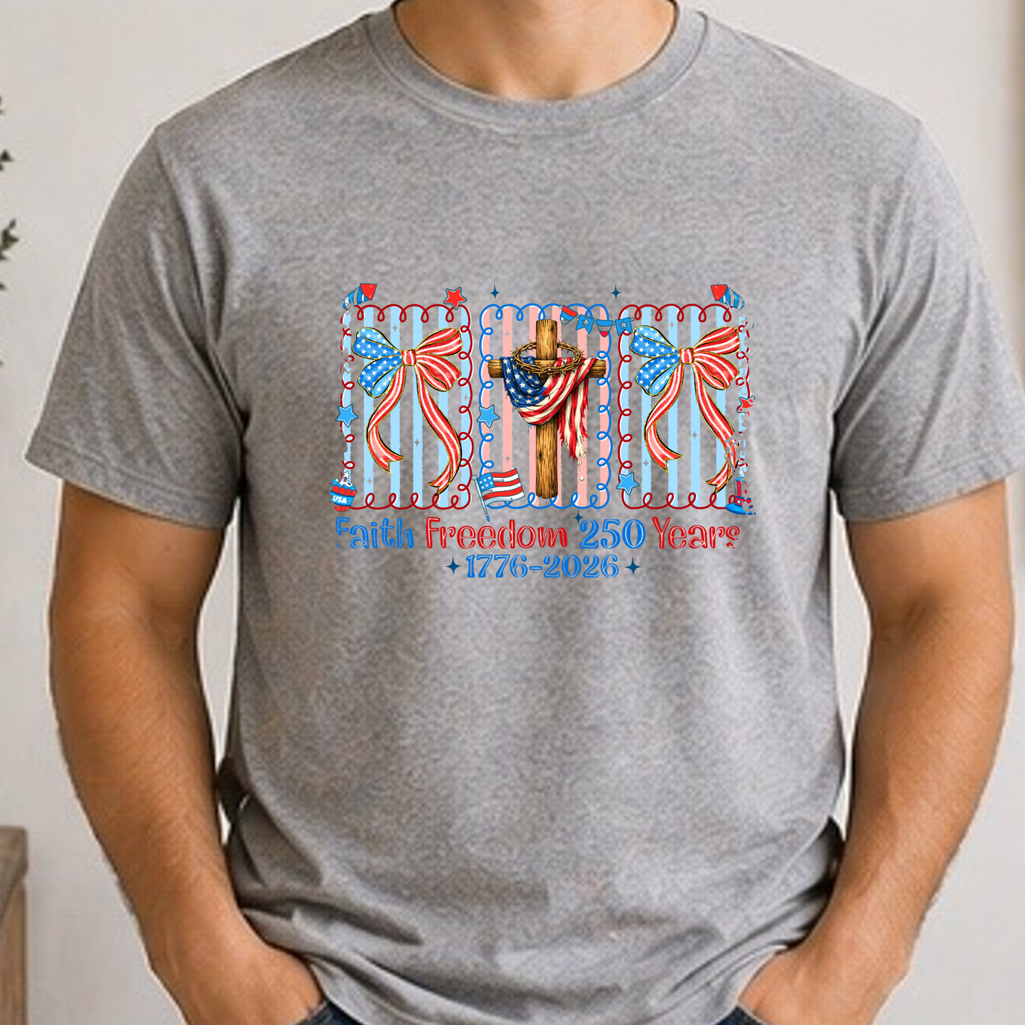 Faith Freedom 250 Years Shirt | Patriotic Christian 1776-2026 Tee | America 250th Anniversary Shirt
