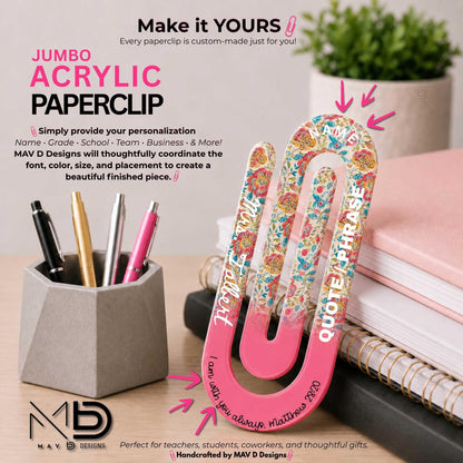 Jumbo Paperclip | Floral Bible Verse | Christian Designs