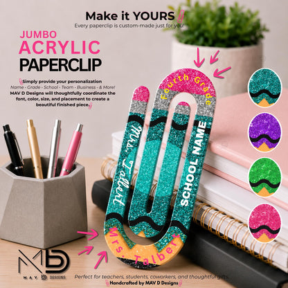 Personalized Jumbo Paperclip | Sparkly Crayons | Crayons | Crayon Pencil
