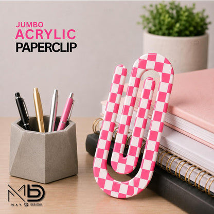 Personalized Jumbo Paperclip | Checkered Patterns | {Many Color Options}