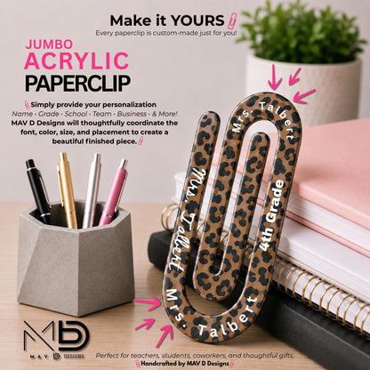 Personalized Jumbo Paperclip | Cheetah • Leopard Print