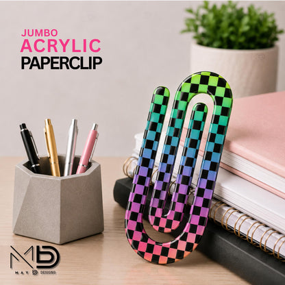Personalized Jumbo Paperclip | Checkered Patterns | {Many Color Options}