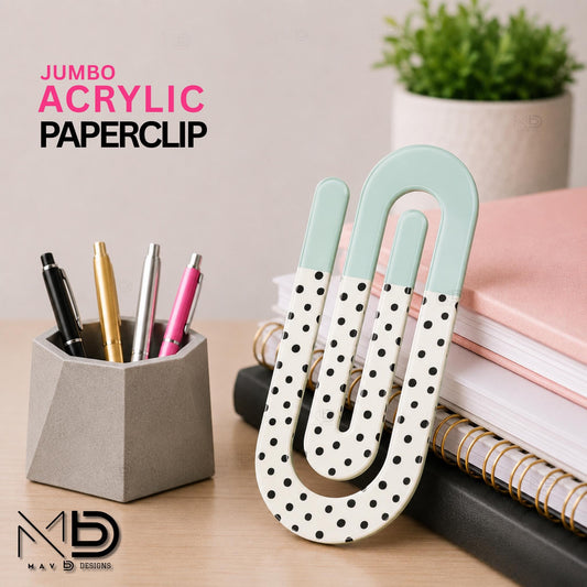 Personalized Jumbo Paperclip | Mint • Dalmatian Print  | Chic Prints