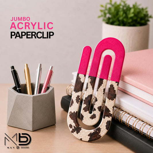 Personalized Jumbo Paperclip | Hot Pink • Cow Print  | Chic Prints
