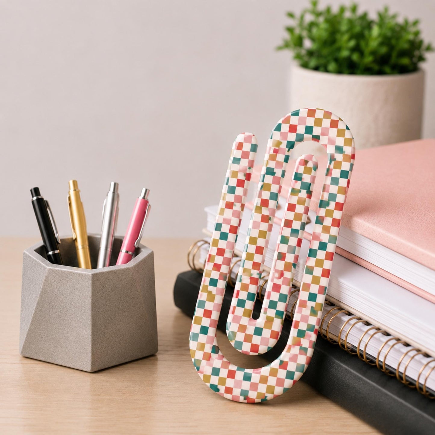Personalized Jumbo Paperclip | Mini Checkered • Retro Checkered  | Chic Prints