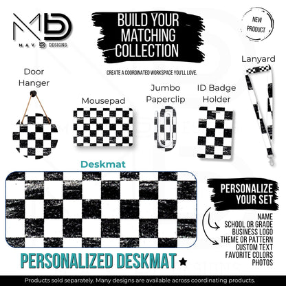 Personalized Deskmat | Distressed Checkered Print
