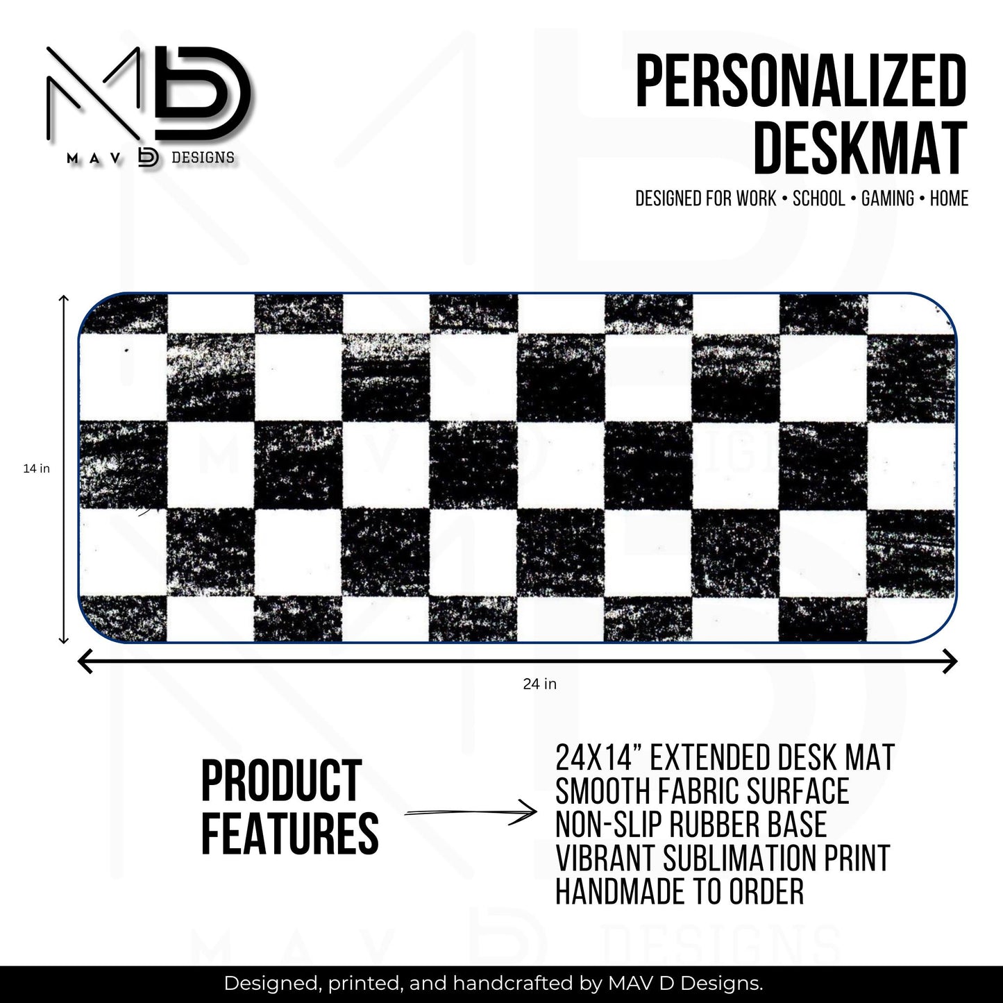 Personalized Deskmat | Distressed Checkered Print