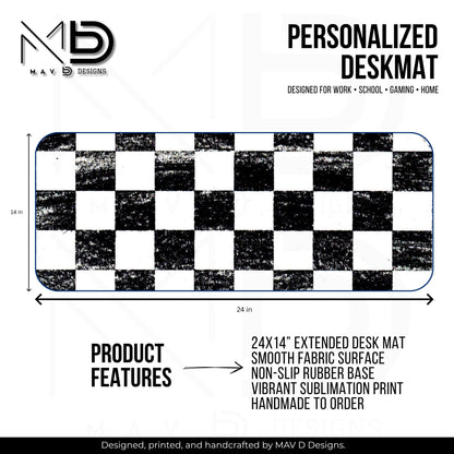 Personalized Deskmat | Distressed Checkered Print