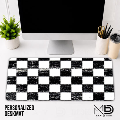 Personalized Deskmat | Distressed Checkered Print