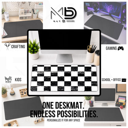 Personalized Deskmat | Distressed Checkered Print