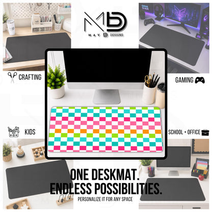 Personalized Deskmat | Bright Colorblock Checkered