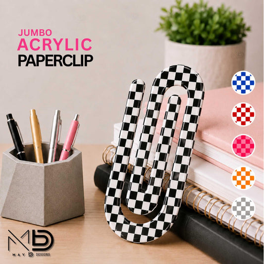 Personalized Jumbo Paperclip | Checkered Patterns | Retro Prints
