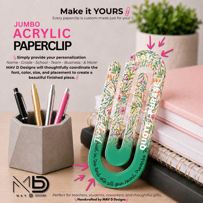 Jumbo Paperclip | Floral Bible Verse | Christian Designs