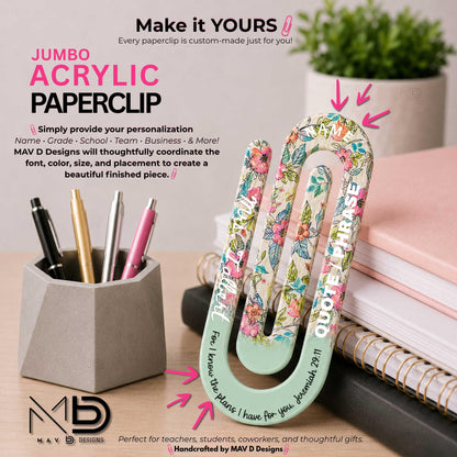 Jumbo Paperclip | Floral Bible Verse | Christian Designs