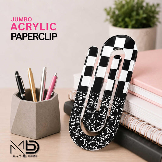 Personalized Jumbo Paperclip - Checkered Composition