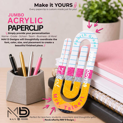 Personalized Jumbo Paperclip | Pencil Paper