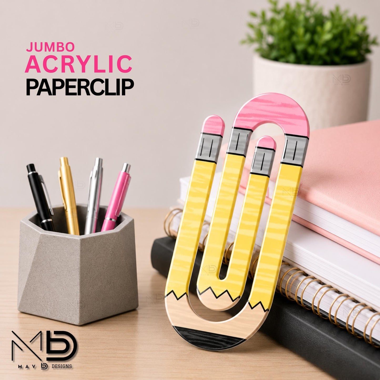 Personalized Jumbo Paperclip | Doodle Pencil