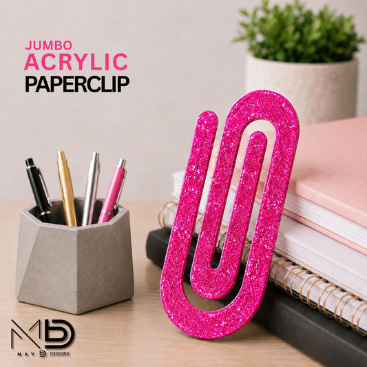 Personalized Jumbo Paperclip | Hot Pink Sparkle