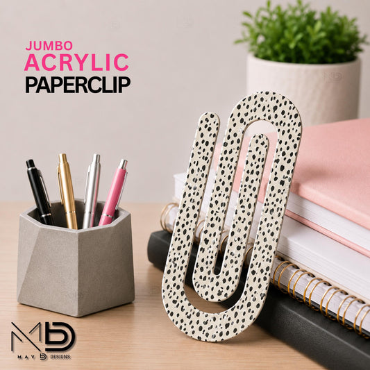 Personalized Jumbo Paperclip | Mini Dalmatian Print | Black & White