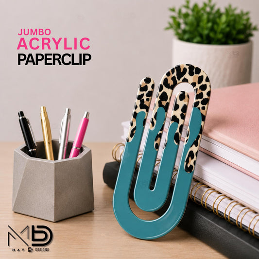 Personalized Jumbo Paperclip | Teal Cheetah Drip | Cheetah Print