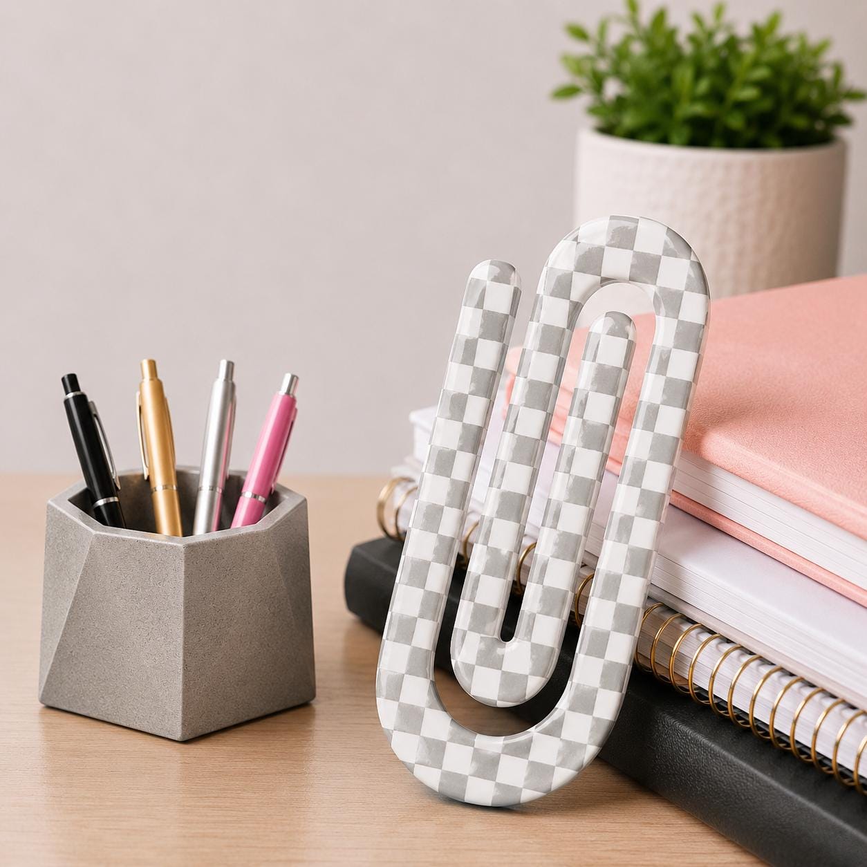 Personalized Jumbo Paperclip | Checkered Patterns | {Many Color Options}