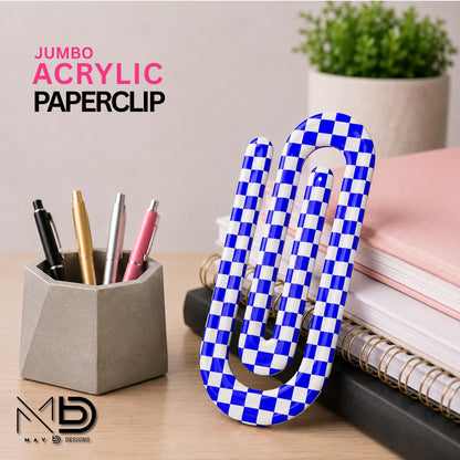 Personalized Jumbo Paperclip | Checkered Patterns | {Many Color Options}