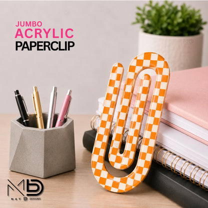 Personalized Jumbo Paperclip | Checkered Patterns | {Many Color Options}