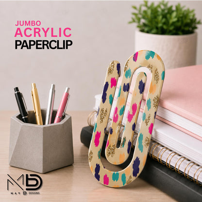 Personalized Jumbo Paperclip | Brush Strokes • Leopard Print | Sparkly Animal Prints