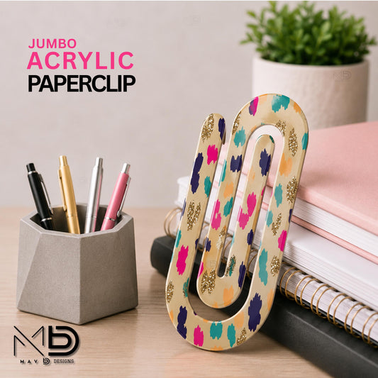Personalized Jumbo Paperclip | Brush Strokes • Leopard Print | Sparkly Animal Prints