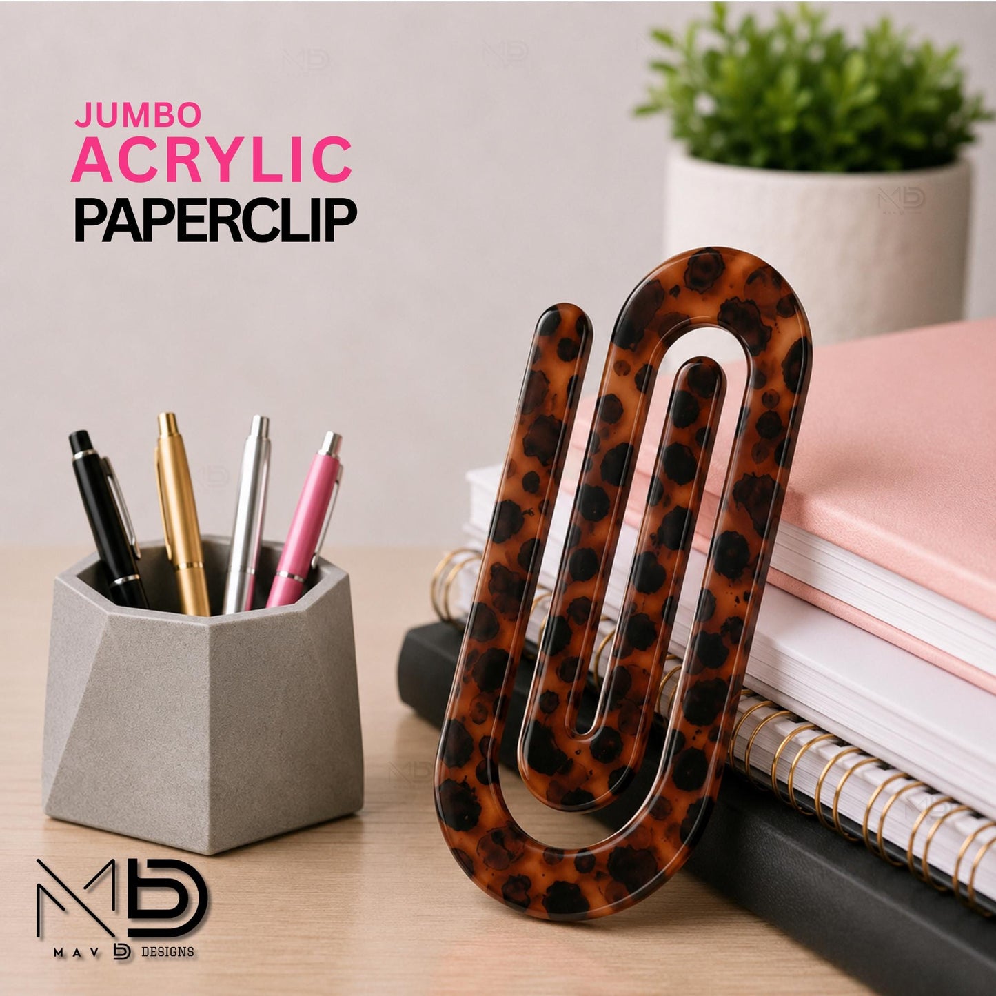 Personalized Jumbo Paperclip | Tortoise Shell • Leopard Print