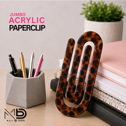 Personalized Jumbo Paperclip | Tortoise Shell • Leopard Print
