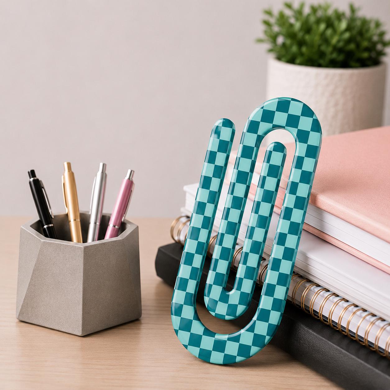 Personalized Jumbo Paperclip | Checkered Patterns | {Many Color Options}