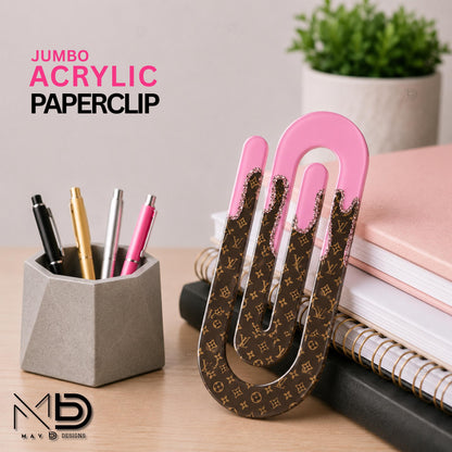 Personalized Jumbo Paperclip | Pink • Brown • L • V Drip | Chic Prints