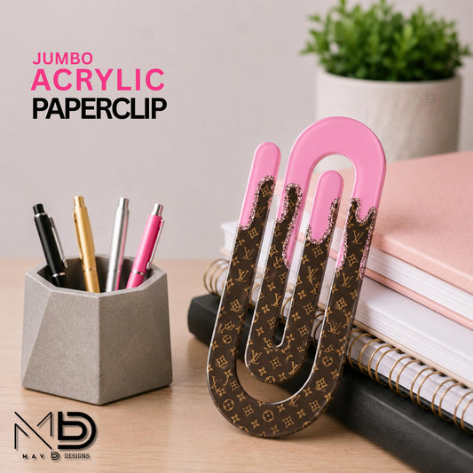 Personalized Jumbo Paperclip | Pink • Brown • L • V Drip | Chic Prints