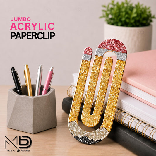 Personalized Jumbo Paperclip | Sparkly Pencil