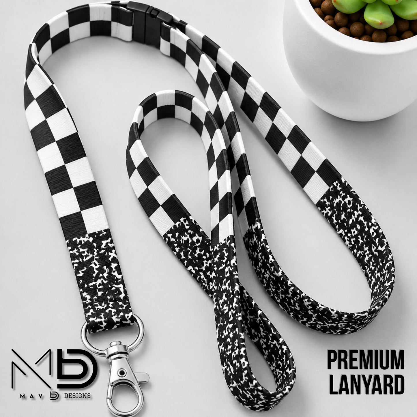 Personalized Lanyard | Checkered Composition Notebook