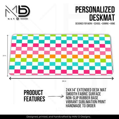 Personalized Deskmat | Bright Colorblock Checkered